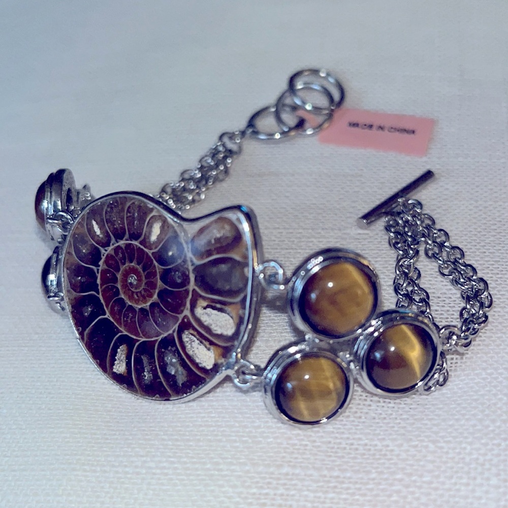 NWT Ammonite and Tigers Eye Bracelet